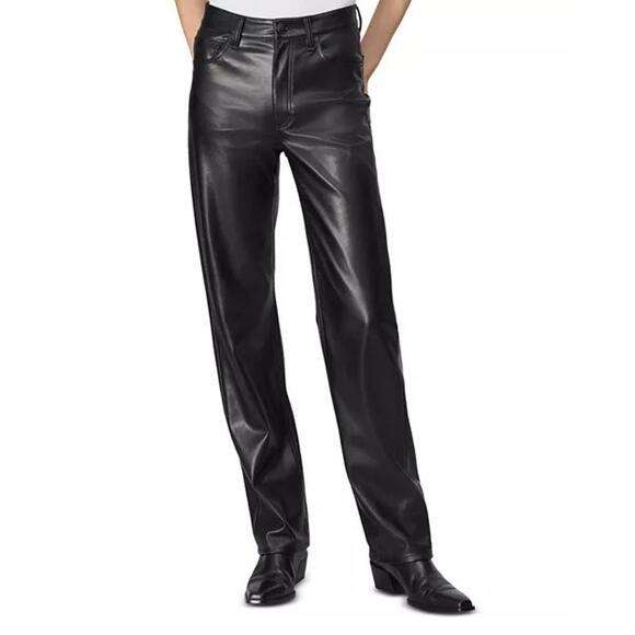 328$ rag & bone Harlow Faux Leather Pants High Rise Women's Size 23" Black - Picture 1 of 3